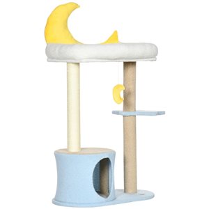 PawHut 40.94-in Blue Cat Tower Tree with House and Bed