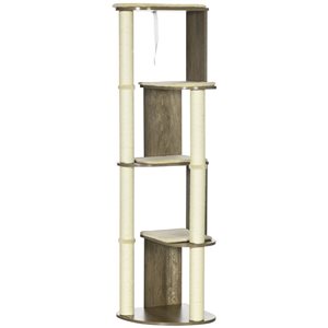 PawHut 65.16-in Modern Multi-Lever Cat Tower Tree with Scratching Post