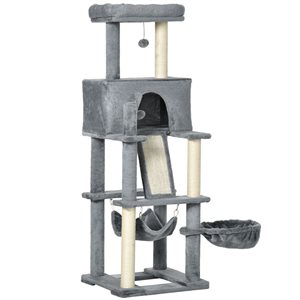 PawHut 55.12-in Cat Tree with Sisal Post and Hammock Bed