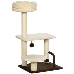 PawHut 29.13-in Beige Cat Tower Tree with Sisal Scratching Post