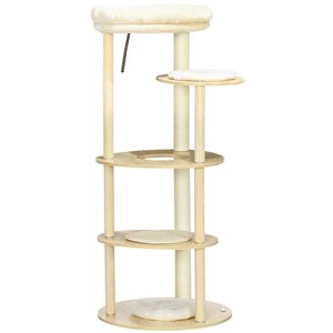 PawHut 48.62-in Oak Cat Tree with Scratching Post