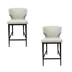 TAKE ME HOME FURNITURE Set of 2 Skyer Modern Counter Counter Stool with Full Back and Black Legs