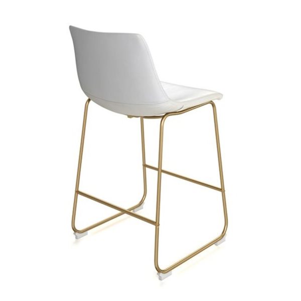 TAKE ME HOME FURNITURE Set of 2 Kenisha Counter Stool White PU leather and Brushed Gold Steel Frame