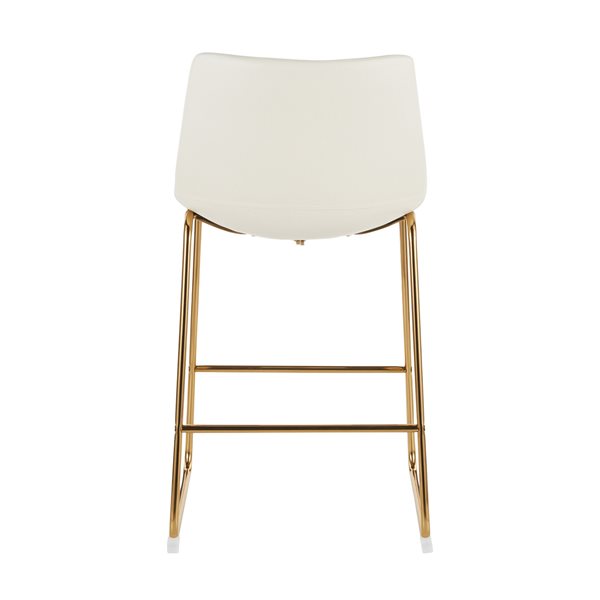 TAKE ME HOME FURNITURE Set of 2 Kenisha Counter Stool White PU leather and Brushed Gold Steel Frame