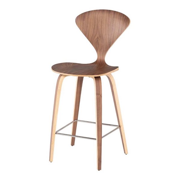 TAKE ME HOME FURNITURE Set of 2 Teenya Modern Counter Stool Hard Wood with Metal Footrest