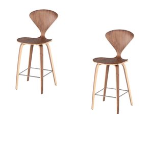 TAKE ME HOME FURNITURE Set of 2 Teenya Modern Counter Stool Hard Wood with Metal Footrest