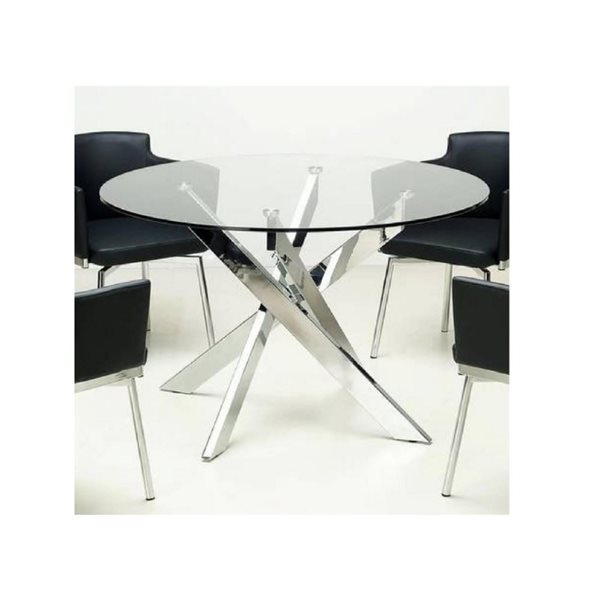 TAKE ME HOME FURNITURE Rendwick Silver Modern 36-in Dining Table with Glass Top