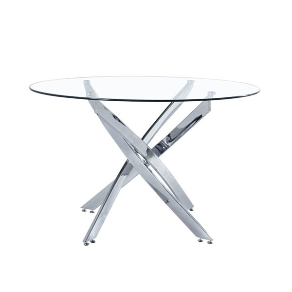 TAKE ME HOME FURNITURE Rendwick Silver Modern 36-in Dining Table with Glass Top