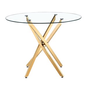 TAKE ME HOME FURNITURE Rendwick Gold Modern 48-in Dining Table with Glass Top