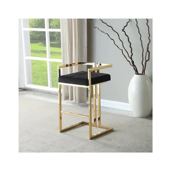 TAKE ME HOME FURNITURE Set of 2 Ashton Luxurious Velvet Upholstery Counter Stool - Gold