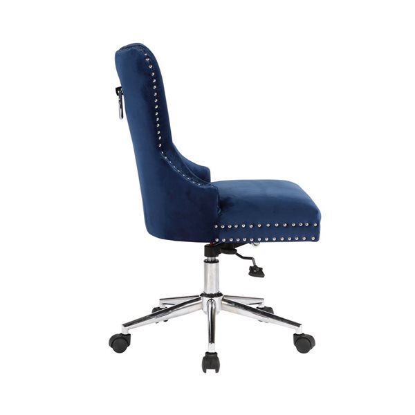 TAKE ME HOME FURNITURE Malak Adjustable Office Chair with Density Foam and Blue Velvet Upholstery