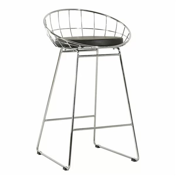 TAKE ME HOME FURNITURE Set of 2 Sunny Modern Counter Stool with Chrome/Silver