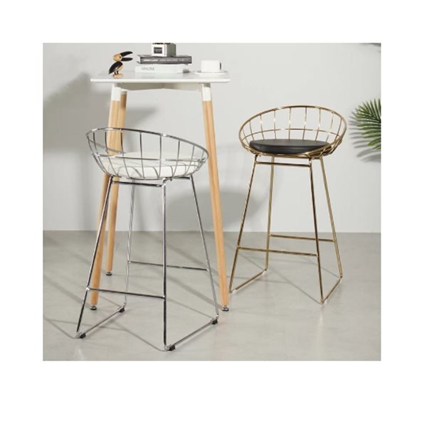 TAKE ME HOME FURNITURE Set of 2 Sunny Modern Counter Stool with Chrome/Silver