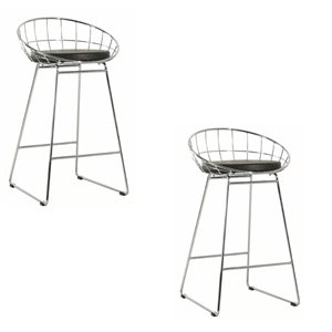 TAKE ME HOME FURNITURE Set of 2 Sunny Modern Counter Stool with Chrome/Silver