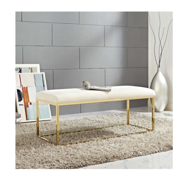 TAKE ME HOME FURNITURE 40-in Manon Luxurious White/Gold Bench