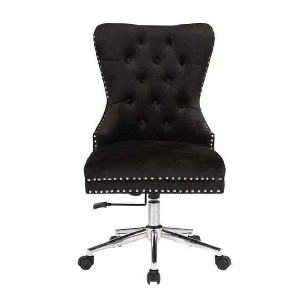 TAKE ME HOME FURNITURE Malak Adjustable Office Chair with Density Foam and Black Velvet Upholstery