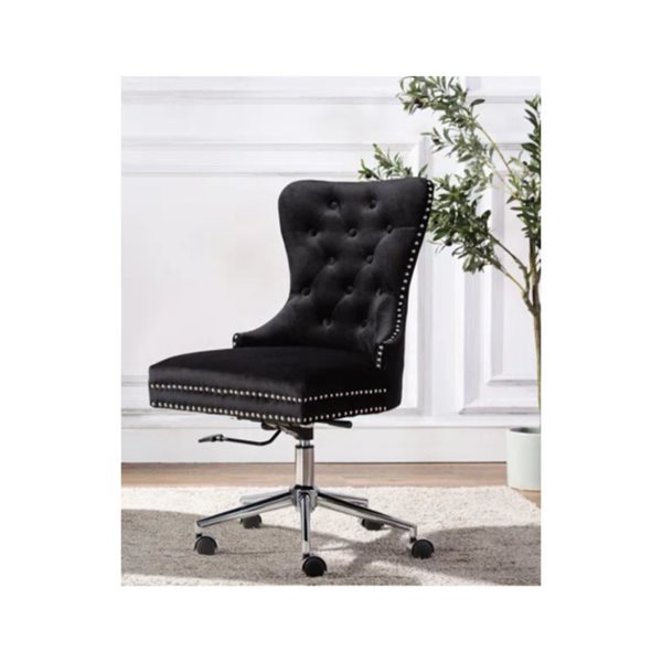 TAKE ME HOME FURNITURE Malak Adjustable Office Chair with Density Foam and Black Velvet Upholstery