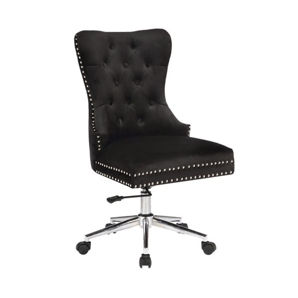 TAKE ME HOME FURNITURE Malak Adjustable Office Chair with Density Foam and Black Velvet Upholstery