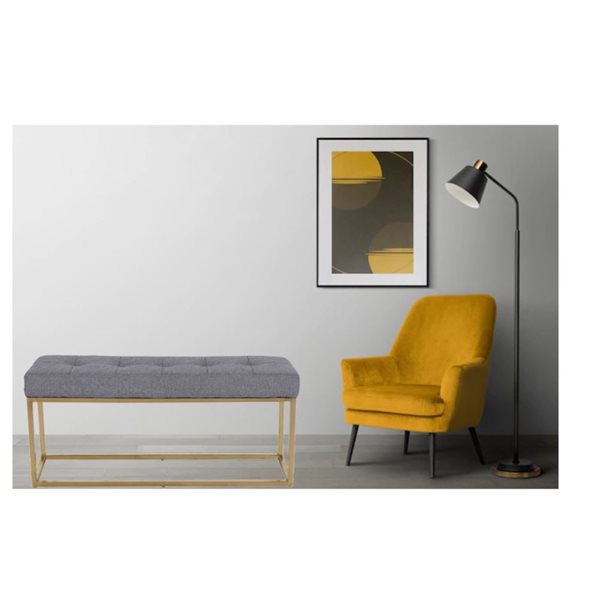 TAKE ME HOME FURNITURE 40-in Manon Luxurious Grey/Gold Bench