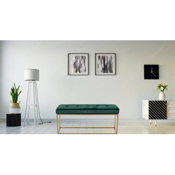 TAKE ME HOME FURNITURE 40-in Manon Luxurious Green/Gold Bench