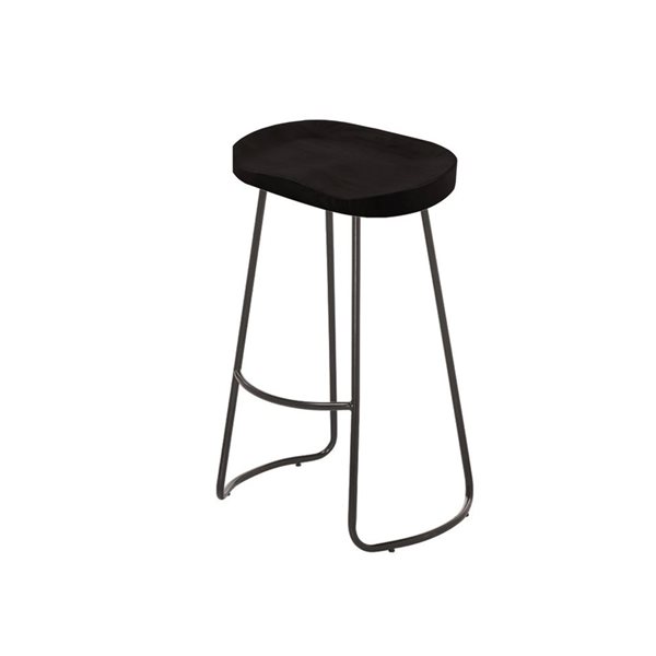 TAKE ME HOME FURNITURE Set of 2 Bryan Black Backless Counter Stool with Metal Frame