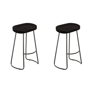 TAKE ME HOME FURNITURE Set of 2 Bryan Black Backless Counter Stool with Metal Frame