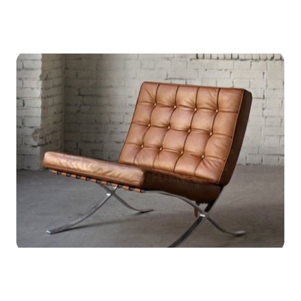 TAKE ME HOME FURNITURE Tan Couch Leather Accent Chair with Stainless-steel legs