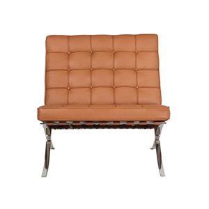 TAKE ME HOME FURNITURE Tan Couch Leather Accent Chair with Stainless-steel legs