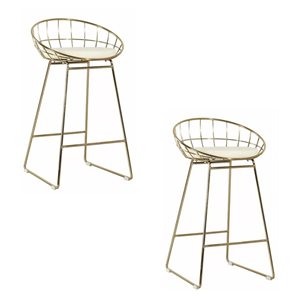 TAKE ME HOME FURNITURE Set of 2 Sunny Modern Counter Stool with Chrome/Gold