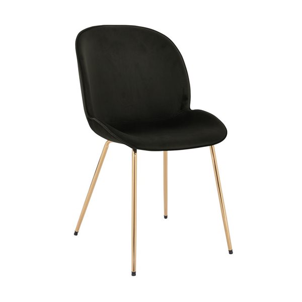 TAKE ME HOME FURNITURE Set of 2 Lalaina Modern Velvet Black Upholstery Bar Stool with Gold Legs