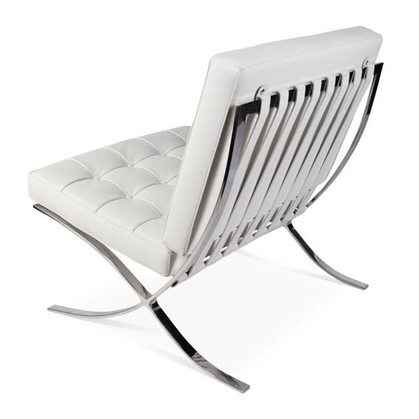 TAKE ME HOME FURNITURE White Couch Leather Accent Chair with Stainless-Steel Legs