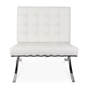 TAKE ME HOME FURNITURE White Couch Leather Accent Chair with Stainless-Steel Legs