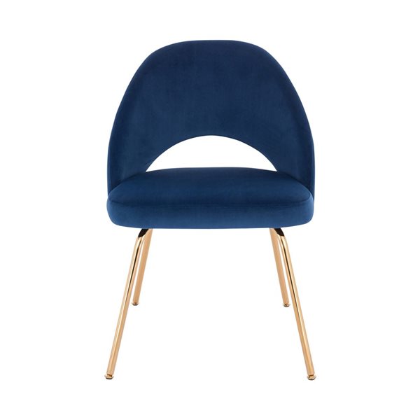 TAKE ME HOME FURNITURE Set of 4 Selina Gold Contemporary Upholstered Velvet Chair - Blue