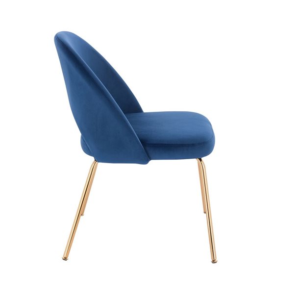 TAKE ME HOME FURNITURE Set of 4 Selina Gold Contemporary Upholstered Velvet Chair - Blue