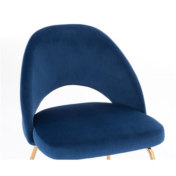 TAKE ME HOME FURNITURE Set of 4 Selina Gold Contemporary Upholstered Velvet Chair - Blue