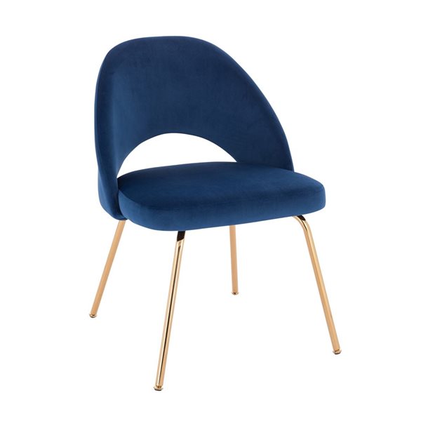 TAKE ME HOME FURNITURE Set of 4 Selina Gold Contemporary Upholstered Velvet Chair - Blue