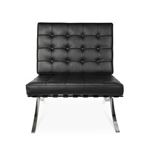 TAKE ME HOME FURNITURE Black Couch Leather Accent Chair with Stainless-Steel Legs