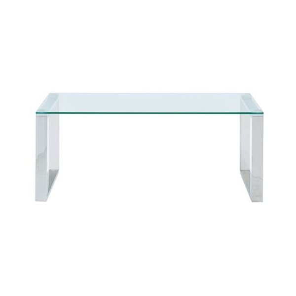 TAKE ME HOME FURNITURE Lysa Minimalist Coffee Table with Silver Glass Top