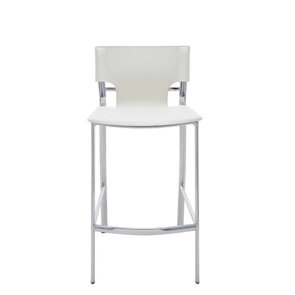 TAKE ME HOME FURNITURE Set of 2 Kendy Contemporary Counter Stool Faux Leather - White