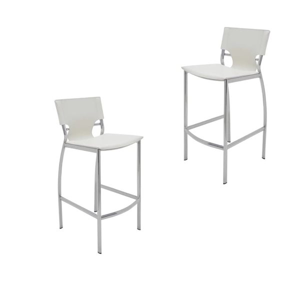 TAKE ME HOME FURNITURE Set of 2 Kendy Contemporary Counter Stool Faux Leather - White