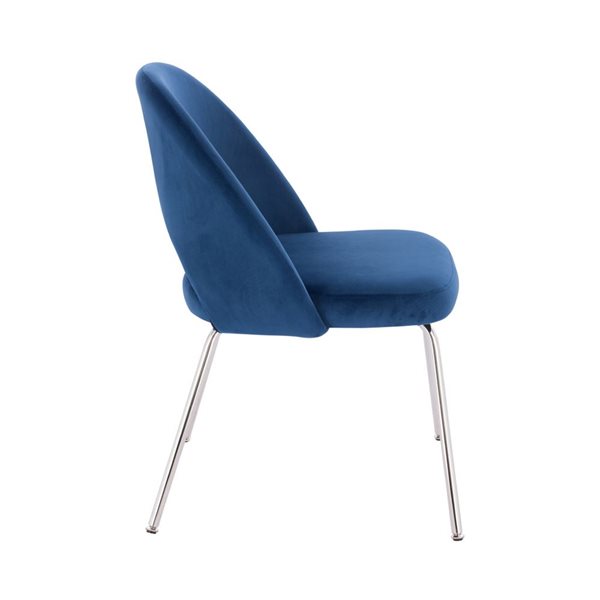 TAKE ME HOME FURNITURE Set of 4 Selina Contemporary Upholstered Velvet Chair - Blue