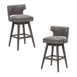 TAKE ME HOME FURNITURE Set of 2 Hellen Wing Shape Bar Stool with Upholstery Canvas Fabric