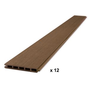 Everhome Savannah Brown Co-Extruded Composite Fence Board Panels - 12-Pack