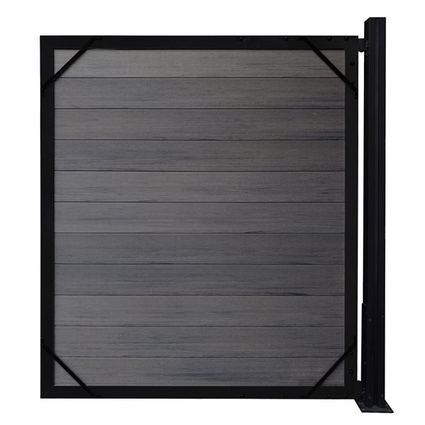 everhome Black Aluminum Self-Closing Gate Frame Kit for Composite Fence