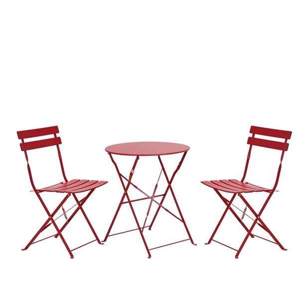 Upland Foldable Patio Bistro Set Red 3 pcs BSGP02RD RONA