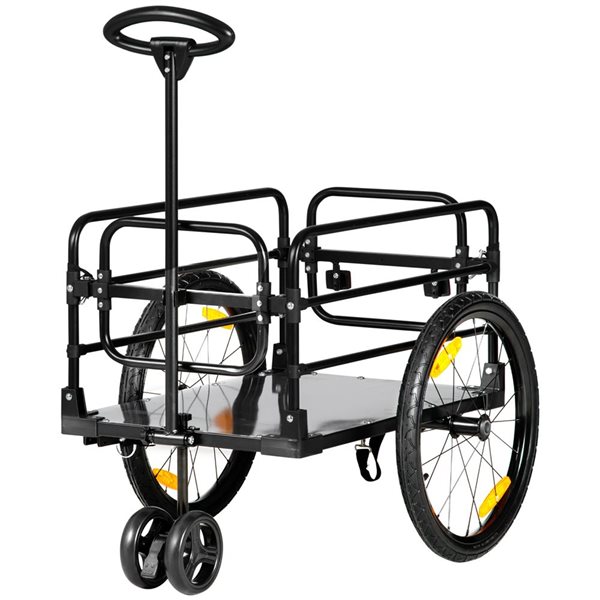 Chariot remorque pour vélo Aosom multi-usage grandes roues 16 po noir et jaune