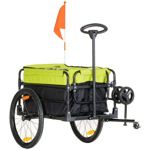 Chariot remorque pour vélo Aosom multi-usage grandes roues 16 po noir et jaune