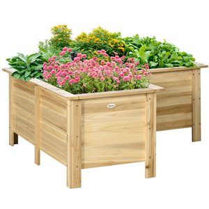 Outsunny 47.2 x 47.2 x 19.7-in Wooden L-Shaped Raised Garden Bed
