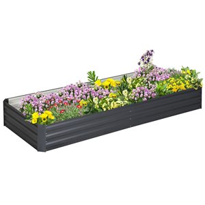Outsunny 35.6 x 94.9 x 11.8-in Grey Metal Raised Garden Bed