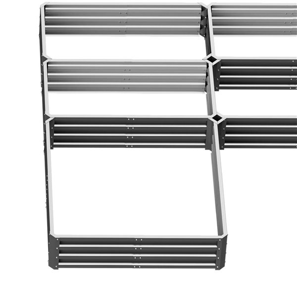 Outsunny 95.3 x 96.5 x 12.2-in Grey Metal Raised Garden Beds - Set of 5